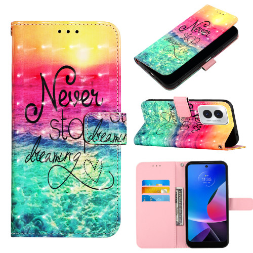 Moto G Play 2024 3D Painting Horizontal Flip Leather Phone Case - Chasing Dreams